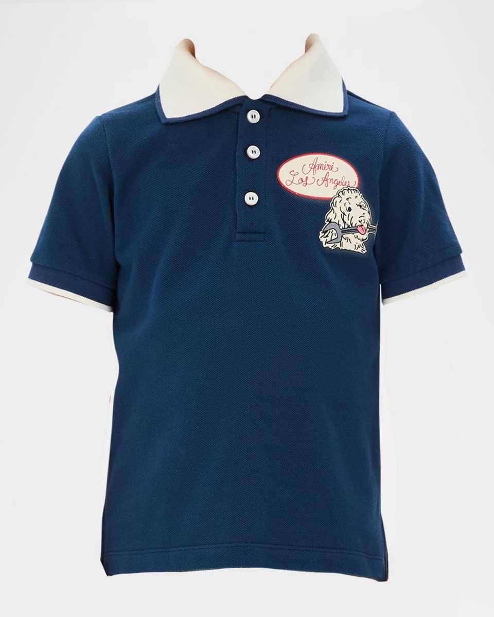 Boy's Station Patch Short-Sleeve Polo Shirt, Size 4-